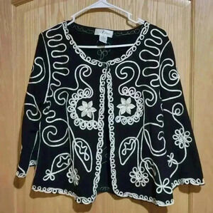 Once Again M embellished embroidered knit cardigan black vintage